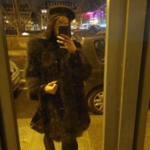 Black Sonia Rykiel Marabou Feather Coat